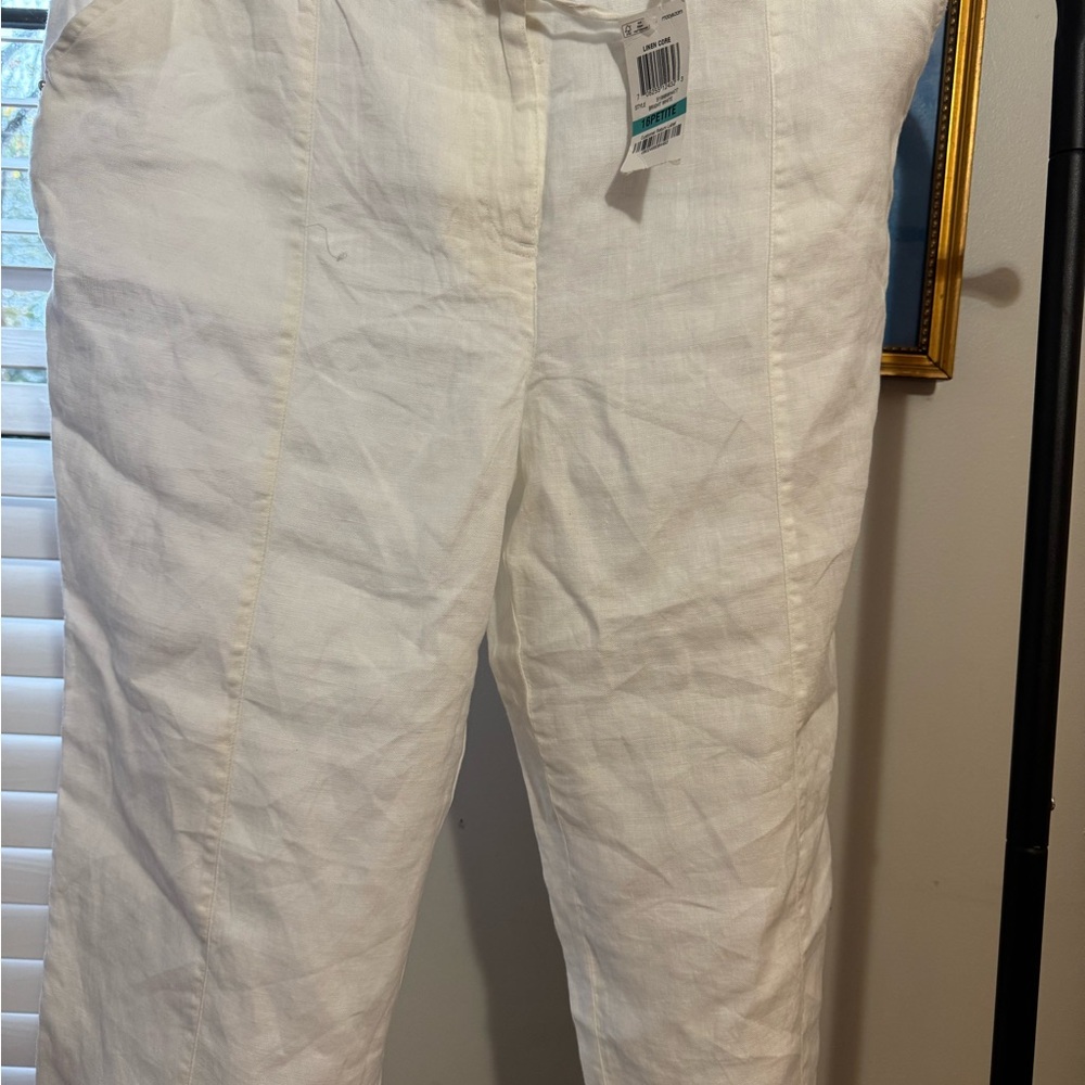 JM Collection White Straight Leg Pants